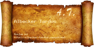 Albecker Tardos névjegykártya
